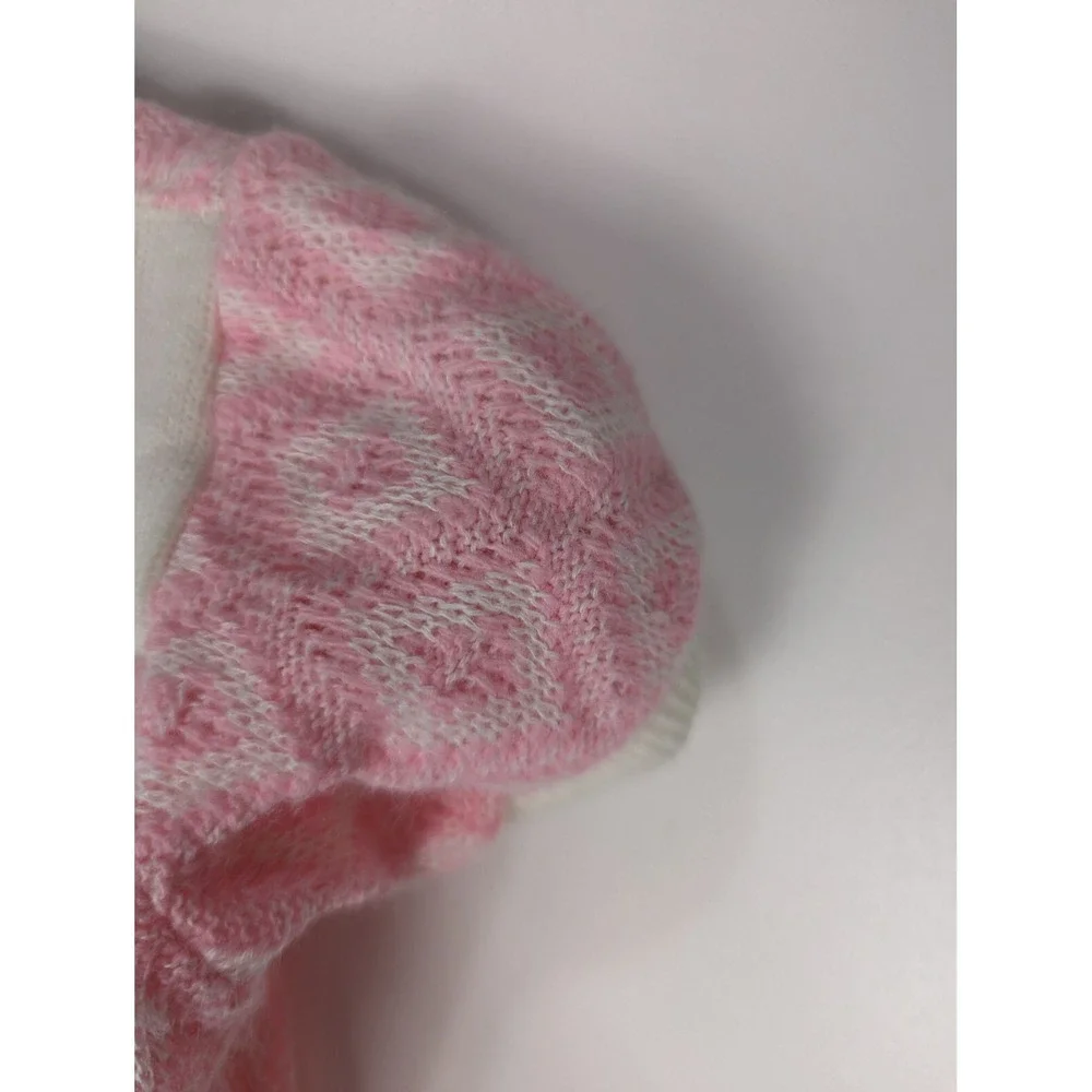 Vintage Cradlecraft Baby Girls Pink White Knit Short Sleeve Sweater 2T 0855